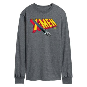 yz AjLN^[ Y TVc gbvX Men's Marvel X-Men Logo Claw Rip Long Sleeve Graphic Tee Heather Charcoal