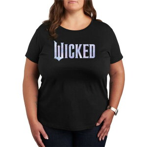 �A�j���L�����N�^�[ ���f�B�[�X �g�b�v�X T�V���c �v���X�T�C�Y ���S �O���t�B�b�N Licensed Character Plusize Wicked For Good Logo Butterfly Sparkle Graphic Tee Black �u���b�N