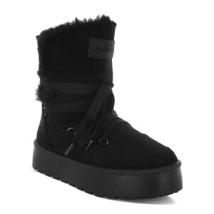 �����h�����O ���f�B�[�X �V���[�Y �u�[�c�E���C���u�[�c London Rag Noaya Women's Faux Fur Chunky Winter Boots Black �u���b�N