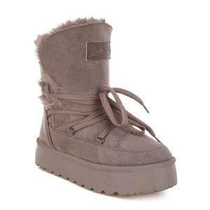 �����h�����O ���f�B�[�X �V���[�Y �u�[�c�E���C���u�[�c London Rag Noaya Women's Faux Fur Chunky Winter Boots Taupe �g�[�v