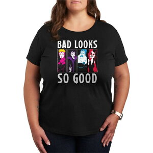 �A�j���L�����N�^�[ ���f�B�[�X �g�b�v�X T�V���c �v���X�T�C�Y �O���t�B�b�N Licensed Character Plusize Disney Villains Bad Lookso Good Graphic Tee Black �u���b�N