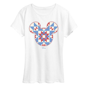 �A�j���L�����N�^�[ ���f�B�[�X �g�b�v�X T�V���c �O���t�B�b�N Licensed Character Women's Disney's Minnie Mouse Quilt Pattern Ears Graphic Tee White �z���C�g