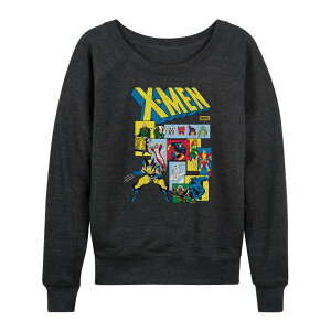 AjLN^[ fB[X gbvX TVc pC Licensed Character Women's Marvel X-Men Retro Comicharacters French Terry Long Sleeve Tee Heather Charcoal `R[