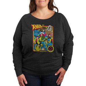 yz AjLN^[ fB[X TVc gbvX Plus Size Marvel X-Men Mutant & Proud Retro French Terry Long Sleeve Tee Heather Charcoal