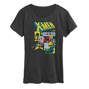 �A�j���L�����N�^�[ ���f�B�[�X �g�b�v�X T�V���c �O���t�B�b�N Licensed Character Women's Marvel X-Men Retro Comicharacters Graphic Tee Heather Charcoal �`���R�[��