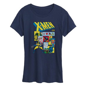 �A�j���L�����N�^�[ ���f�B�[�X �g�b�v�X T�V���c �O���t�B�b�N Licensed Character Women's Marvel X-Men Retro Comicharacters Graphic Tee Navy �l�C�r�[