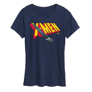 �A�j���L�����N�^�[ ���f�B�[�X �g�b�v�X T�V���c ���S �O���t�B�b�N Licensed Character Women's Marvel X-Men Logo Claw Rip Graphic Tee Navy �l�C�r�[
