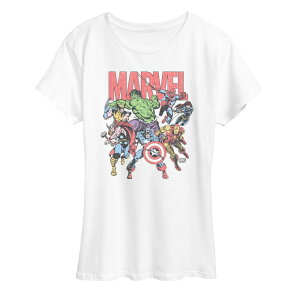 yz AjLN^[ fB[X TVc gbvX Women's Marvel Comic Vintage Graphic Tee White