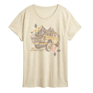 AjLN^[ fB[X gbvX TVc OtBbN Licensed Character Women's Ford Bronco Mountain & Flowers Graphic Tee Beige x[W