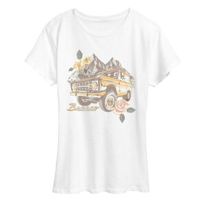 AjLN^[ fB[X gbvX TVc OtBbN Licensed Character Women's Ford Bronco Mountain & Flowers Graphic Tee White zCg