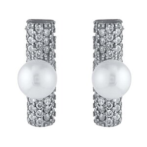 �A���u�����f�b�h ���f�B�[�X �A�N�Z�T���[ �s�A�X�E�C�������O Unbranded Sterling Silver Freshwater Cultured Pearl & Lab-Created White Sapphire Vertical Bar Stud Earringsterling �z���C�g