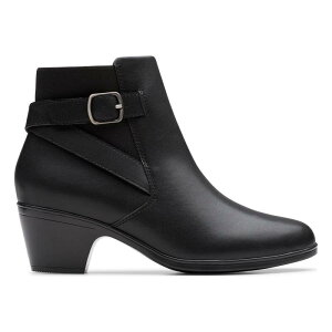N[NX fB[X V[Y u[cECu[c AN U[ Clarks Emily2 Lux Women's Leather Ankle Boots With Buckle Detail Black Leather ubN