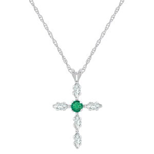 yz Celebration Gems fB[X lbNXE`[J[Ey_ggbv ANZT[ Celebration Gems 10k White Gold Lab-Created Gemstone Cross Pendant Necklace Created Emerald