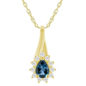 yz Alyson Layne fB[X lbNXE`[J[Ey_ggbv ANZT[ Alyson Layne 10k Gold 1/5 Carat T.W. Lab-Grown Diamond & Gemstone Halo Pendant Necklace London Blue Topaz
