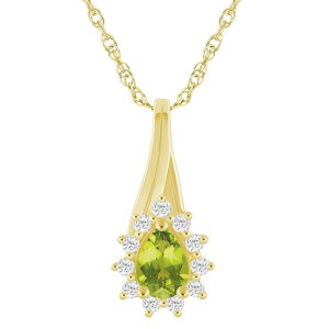 yz Alyson Layne fB[X lbNXE`[J[Ey_ggbv ANZT[ Alyson Layne 10k Gold 1/5 Carat T.W. Lab-Grown Diamond & Gemstone Halo Pendant Necklace Peridot