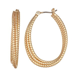 yz l[sA fB[X sAXECO ANZT[ Napier Gold-Tone Textured Oval Hoop Earrings Gold Tone