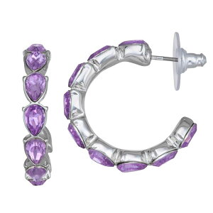 ���F���E�H�� ���f�B�[�X �A�N�Z�T���[ �s�A�X�E�C�������O Simply Vera Wang Silver Tone Purple Simulated Stone Hoop Earrings Purple �p�[�v��