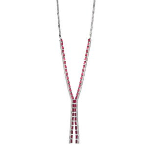 ���F���E�H�� ���f�B�[�X �A�N�Z�T���[ �l�b�N���X�E�`���[�J�[�E�y���_���g�g�b�v ���[�X Simply Vera Wang Jetone Simulated Stone Y-Necklace Red ���b�h