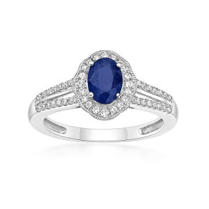 Gemminded ���f�B�[�X �A�N�Z�T���[ �����O Gemminded Rhodium Over 10k Gold 1/4 Carat.W. Diamond & Sapphire Ring 10k White Gold �z���C�g