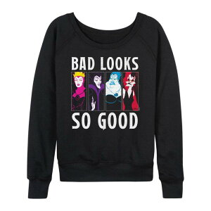 �A�j���L�����N�^�[ ���f�B�[�X �g�b�v�X T�V���c �p�C�� Licensed Character Women's Disney Villains Bad Lookso Good French Terry Long Sleeve Tee Black �u���b�N