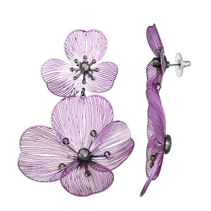 FEH fB[X ANZT[ sAXECO Simply Vera Wang Red Flower Double Drop Earrings Purple p[v