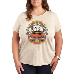 yz AjLN^[ fB[X TVc gbvX Plus Size Ford 1968 Ford Mustang Graphic Tee Beige