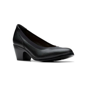 N[NX fB[X V[Y pvX U[ q[ Clarks Emily2 Edyth Women's Leather Block Heel Pumps Black Leather ubN