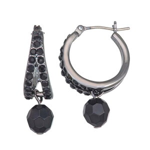 ���F���E�H�� ���f�B�[�X �A�N�Z�T���[ �s�A�X�E�C�������O Simply Vera Wang Jet-Tone Drop Hoop Earrings Black �u���b�N