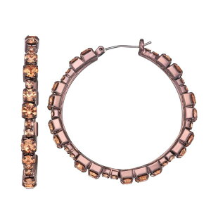 ���F���E�H�� ���f�B�[�X �A�N�Z�T���[ �s�A�X�E�C�������O Simply Vera Wang Brown Gold Tone Click-It Rhinestone Hoop Earrings Pink �s���N