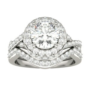 �`���[���Y �A���h �R���o�[�h ���f�B�[�X �A�N�Z�T���[ �����O Charles & Colvard 14k White Gold 2 Carat.W. Halo Wedding Ring 14k White Gold �z���C�g