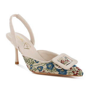 �����h�����O ���f�B�[�X �V���[�Y �p���v�X �h�J �q�[�� London Rag Miraya Women's Embroidered Buckle Stiletto Heels Beige �x�[�W��