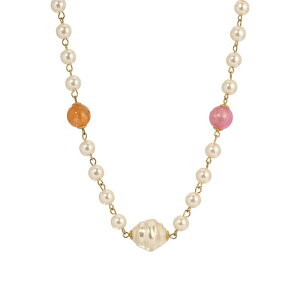 1928 ���f�B�[�X �A�N�Z�T���[ �l�b�N���X�E�`���[�J�[�E�y���_���g�g�b�v ���[�X 1928 Gold-Tone Simulated Pearl Bead Necklace Multi �}���`�J���[