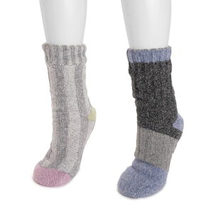 ���N���N�X ���f�B�[�X �V���[�Y �T���_�� Women's MUK LUKS 2-Pack Color Blocked Cabin Slipper Socks Purple Pack �p�[�v��
