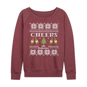 �A�j���L�����N�^�[ ���f�B�[�X �g�b�v�X T�V���c �p�C�� Licensed Character Women's Budweiser Cheers French Terry Long Sleeve Tee Heather Maroon �w�U�[
