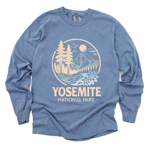 Simply Sage Market ���f�B�[�X �g�b�v�X T�V���c �O���t�B�b�N Simply Sage Market Yosemite National Park Two-Toned Circle - Women's Garment Dyed Long Sleeve Graphic T-Shirt Blue Jean �u���[