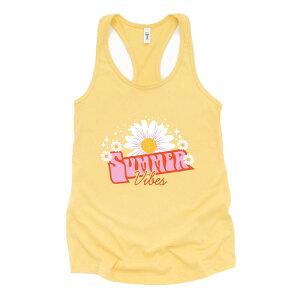 Simply Sage Market ���f�B�[�X �g�b�v�X T�V���c �O���t�B�b�N Simply Sage Market Summer Vibes Daisy - Women's Graphic Racerback Tank Top Banana