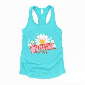 Simply Sage Market ���f�B�[�X �g�b�v�X T�V���c �O���t�B�b�N Simply Sage Market Summer Vibes Daisy - Women's Graphic Racerback Tank Top Tahiti