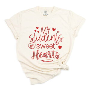 Simply Sage Market ���f�B�[�X �g�b�v�X T�V���c �O���t�B�b�N Simply Sage Market My Students Are Sweet Hearts - Women's Garment Dyed Graphic T-Shirt Ivory �A�C�{���[