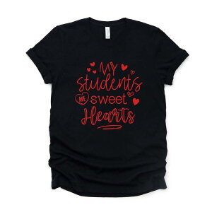 Simply Sage Market ���f�B�[�X �g�b�v�X T�V���c �O���t�B�b�N Simply Sage Market My Students Are Sweet Hearts - Women'short Sleeve Graphic T-Shirt Black �u���b�N