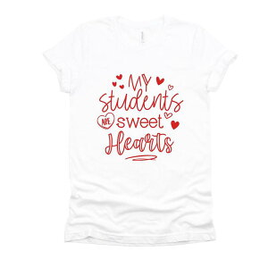 Simply Sage Market ���f�B�[�X �g�b�v�X T�V���c �O���t�B�b�N Simply Sage Market My Students Are Sweet Hearts - Women'short Sleeve Graphic T-Shirt White �z���C�g