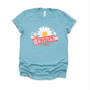 Simply Sage Market ���f�B�[�X �g�b�v�X T�V���c �O���t�B�b�N Simply Sage Market Summer Vibes Daisy - Women'short Sleeve Graphic T-Shirt Ocean