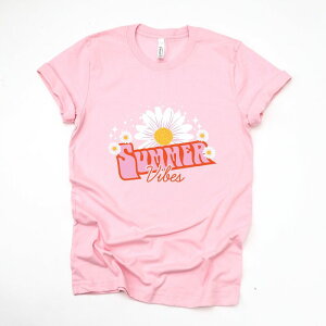 Simply Sage Market ���f�B�[�X �g�b�v�X T�V���c �O���t�B�b�N Simply Sage Market Summer Vibes Daisy - Women'short Sleeve Graphic T-Shirt Pink �s���N