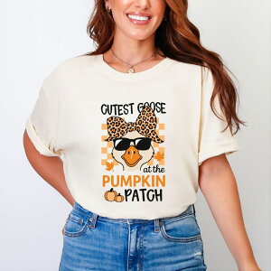 Simply Sage Market ���f�B�[�X �g�b�v�X T�V���c �O�[�X Simply Sage Market Cutest Goose Athe Pumpkin Patch - Womens Garment Dyed Tee Ivory �A�C�{���[