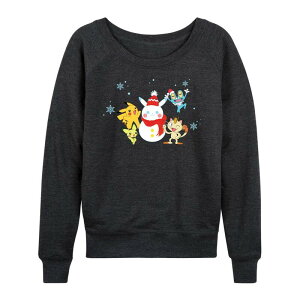 �A�j���L�����N�^�[ ���f�B�[�X �g�b�v�X T�V���c �p�C�� Licensed Character Women's Pokemon Snow-Pikachu French Terry Long Sleeve Tee Heather Charcoal �`���R�[��