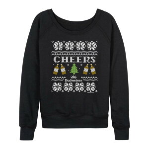 �A�j���L�����N�^�[ ���f�B�[�X �g�b�v�X T�V���c �p�C�� Licensed Character Women's Budweiser Cheers French Terry Long Sleeve Tee Black �u���b�N