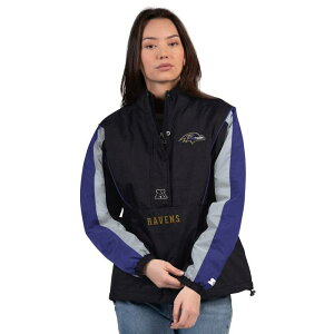 �X�^�[�^�[ ���f�B�[�X �g�b�v�X T�V���c �W���P�b�g Women'starter Black/Purple Baltimore Ravens Thursday Night Gridiron Half-Zip Jacket Rav Black �u���b�N