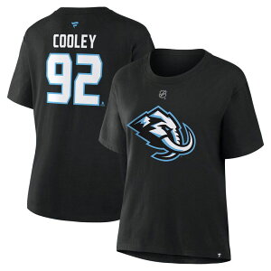�t�@�i�e�B�N�X ���f�B�[�X �g�b�v�X T�V���c Women's Fanatics Logan Cooley Black Utah Mammoth Authentic Stack Name & Number T-Shirt Utm Black �u���b�N