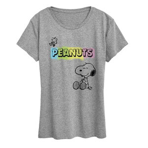 �A�j���L�����N�^�[ ���f�B�[�X �g�b�v�X T�V���c �O���t�B�b�N Licensed Character Women's Peanutsnoopy & Woodstock Graphic Tee Heather Gray �O���[