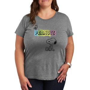 �A�j���L�����N�^�[ ���f�B�[�X �g�b�v�X T�V���c �v���X�T�C�Y �O���t�B�b�N Licensed Character Plusize Peanutsnoopy & Woodstock Graphic Tee Heather Gray �O���[