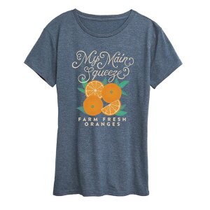 �A�j���L�����N�^�[ ���f�B�[�X �g�b�v�X T�V���c �O���t�B�b�N Licensed Character Women's My Main Squeeze Farm Fresh Oranges Graphic Tee Heather Blue �w�U�[